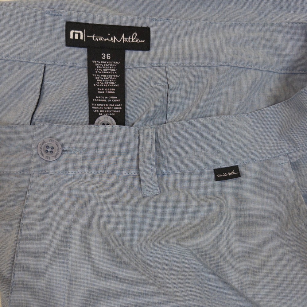 TravisMathew Beck Shorts 36 Mens Golf Performance Stretch Blue Heather - Picture 3 of 3
